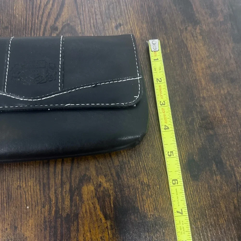 Huntington Ridge Black Faux Leather 4 Piece Wallet Clutch Checkbook Set Crest